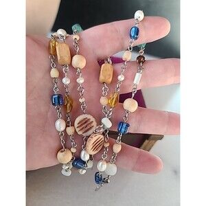 American Eagle Outfitters Multicolored Silver Tone Metal Beaded Necklace Vintage